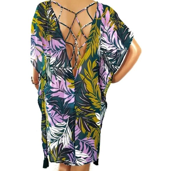 Cover Up Swim Floral Tropical Coverup NEW - Picture 3 of 11